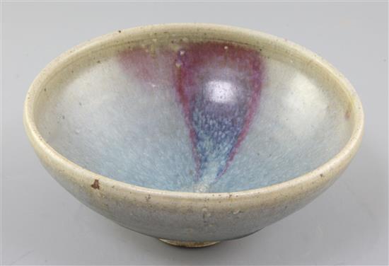 A Chinese Jun Yao purple splash bowl, Song dynasty, 18.5cm, re-touching to a hairline crack
